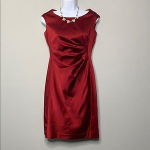 Lauren Ralph Lauren Red Ruched Evening E1 0348